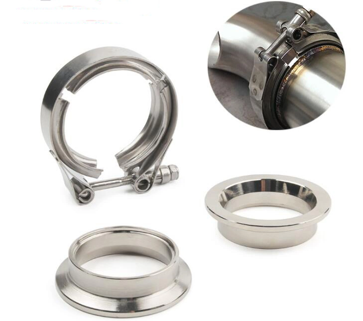 304 Stainless Steel V Band Clamps with Flanges for Exhaust Pipe