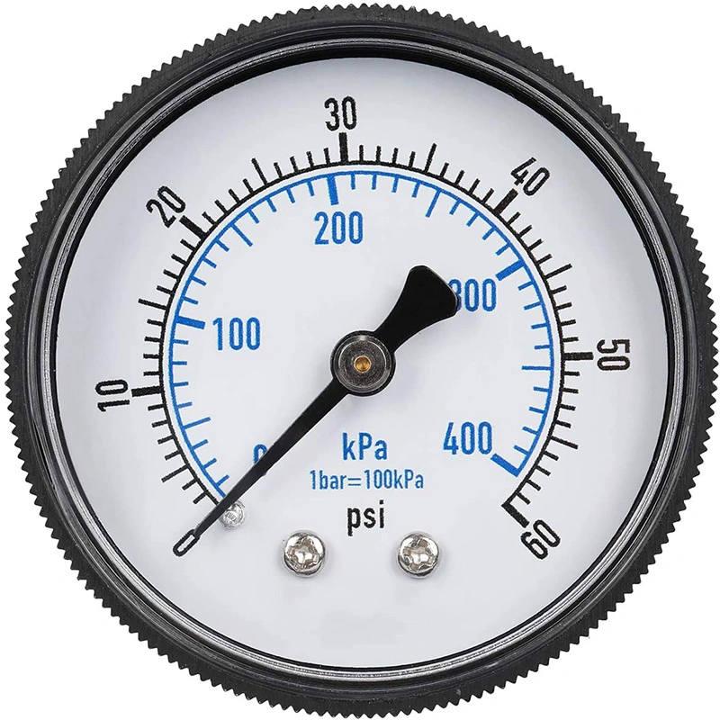 2 Inches Pressure Gauges 1/4 NPT Male Back Mount Plastic Case 0-60psi/400kpa Double Scale or as Request