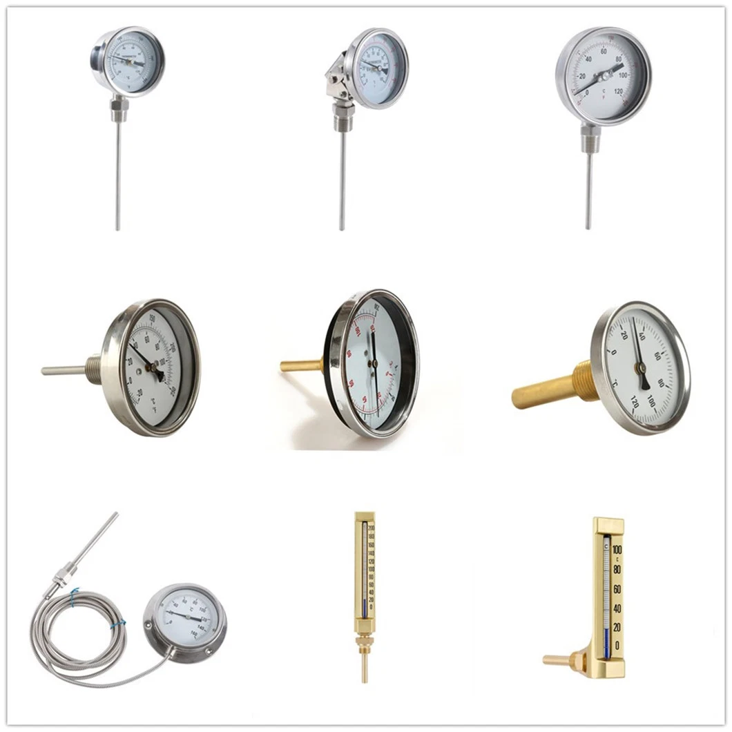 Pressure and Temperature Gauge, Thermometer and Manometer Type- Black Steel Case &Brass Connection