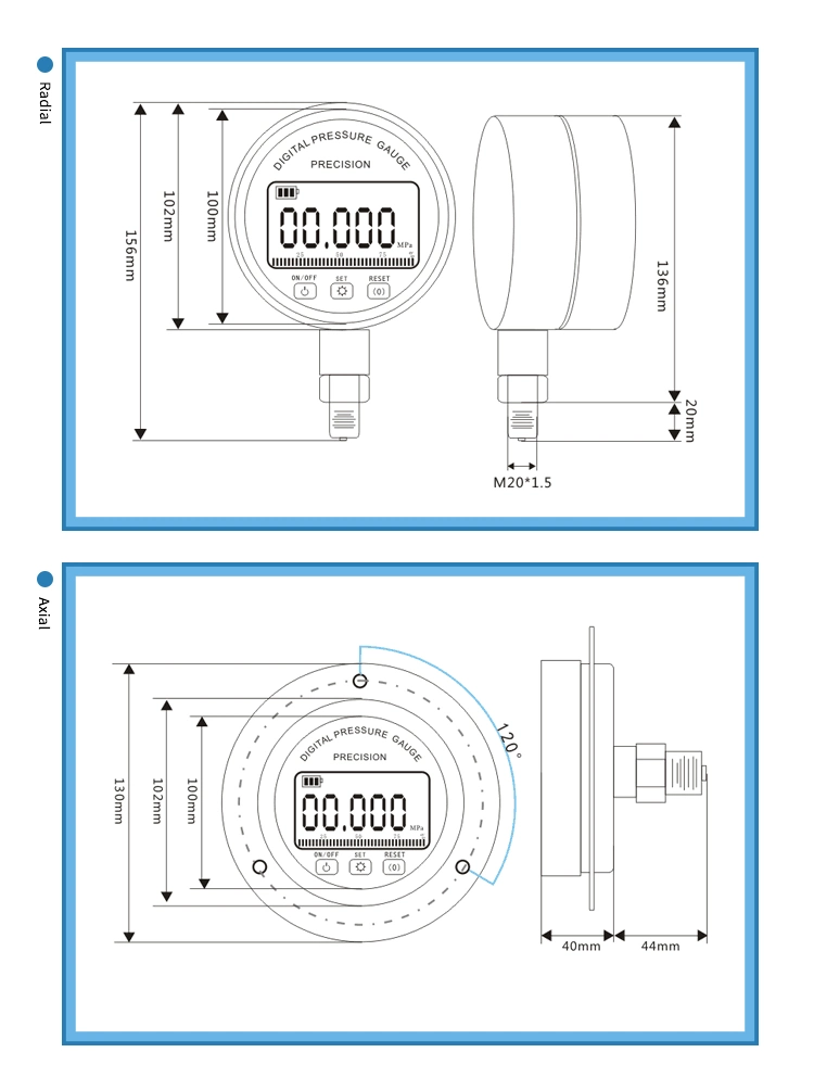 Price 304 Stainless Steel Oil Gas Water High Pressure 60bar 100bar 200bar 300bar Pressure Gauge for Sale